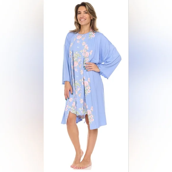 Flora Nikrooz 2-Piece Sleep Dress and Robe Set - Picture 1 of 6